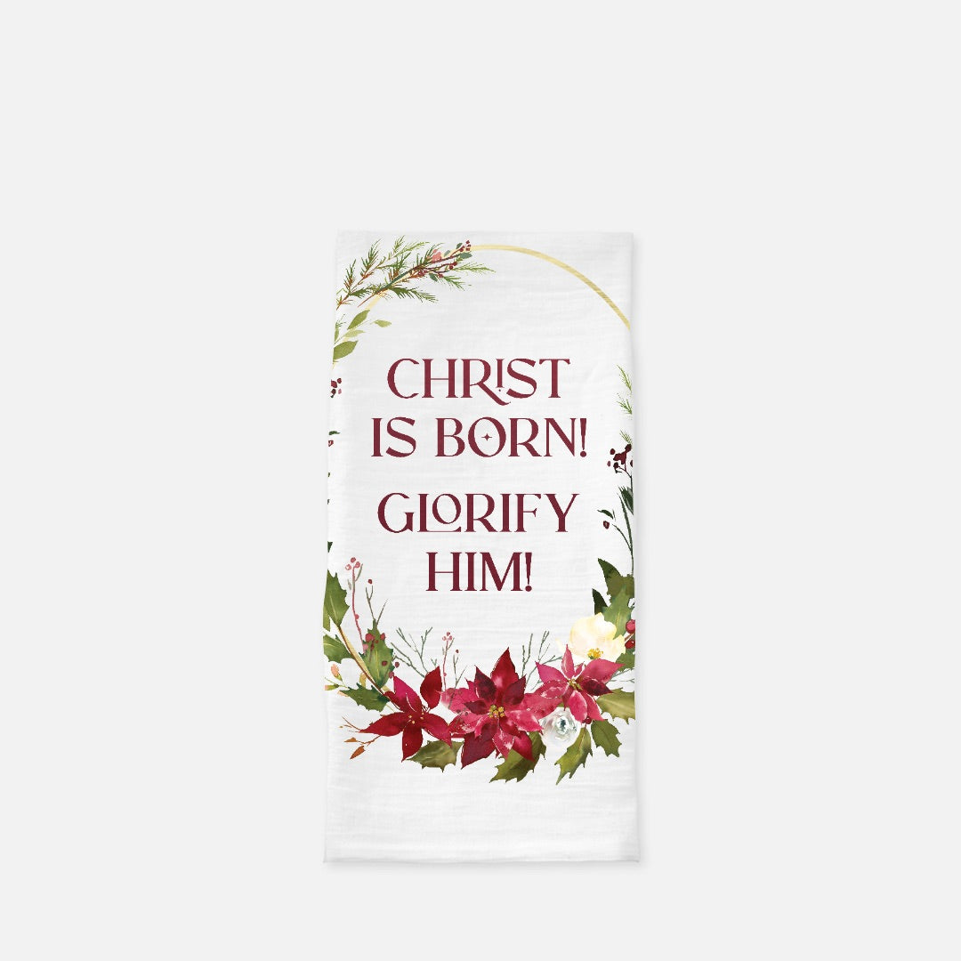 Christ is Born Tea Towel | Holly
